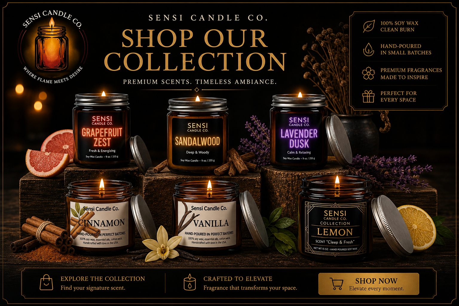 Premium candle brand feel